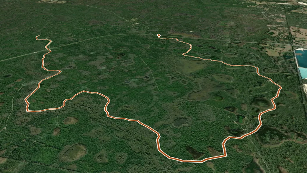 3-D terrain view of North Loop Trail