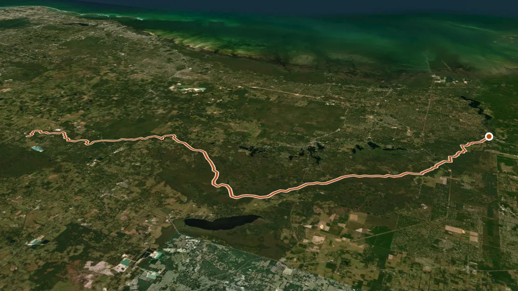 3-D terrain view of Withlacoochee River South Trail