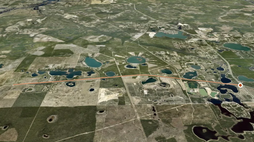 3-D terrain view of Econfina Creek Water Management Area To Nokuse Plantation Conservation Easement Connector