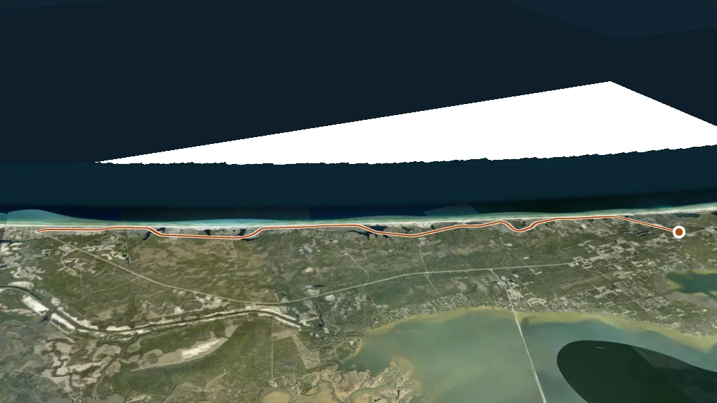 3-D terrain view of Timpoochee Trail