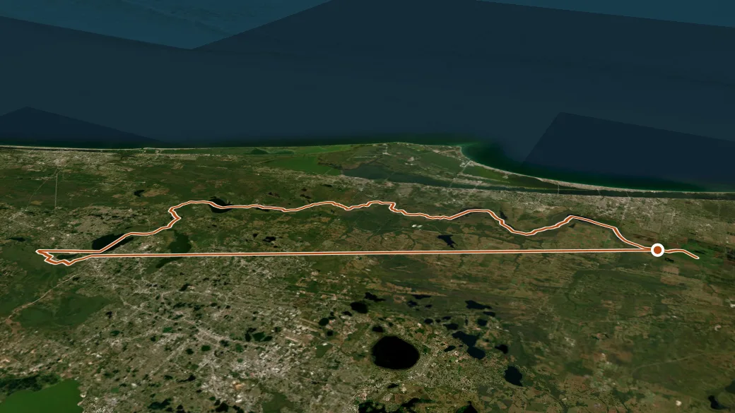 3-D terrain view of St Johns River Blueway