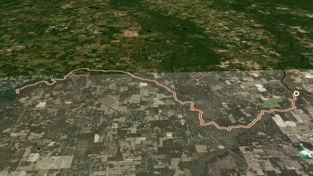 3-D terrain view of Santa Fe River Trail