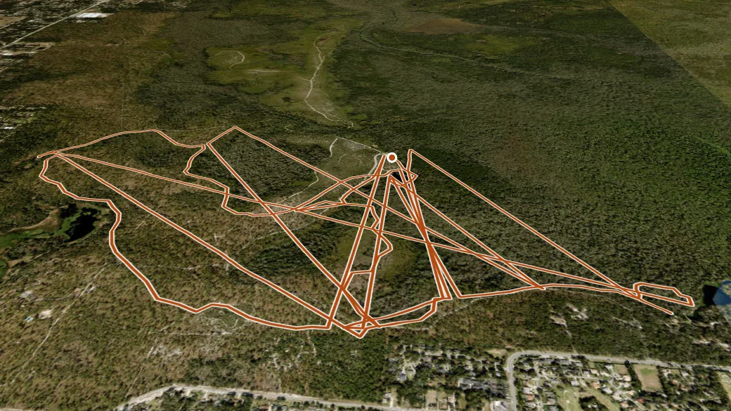3-D terrain view of Wekiwa Springs State Park Trail