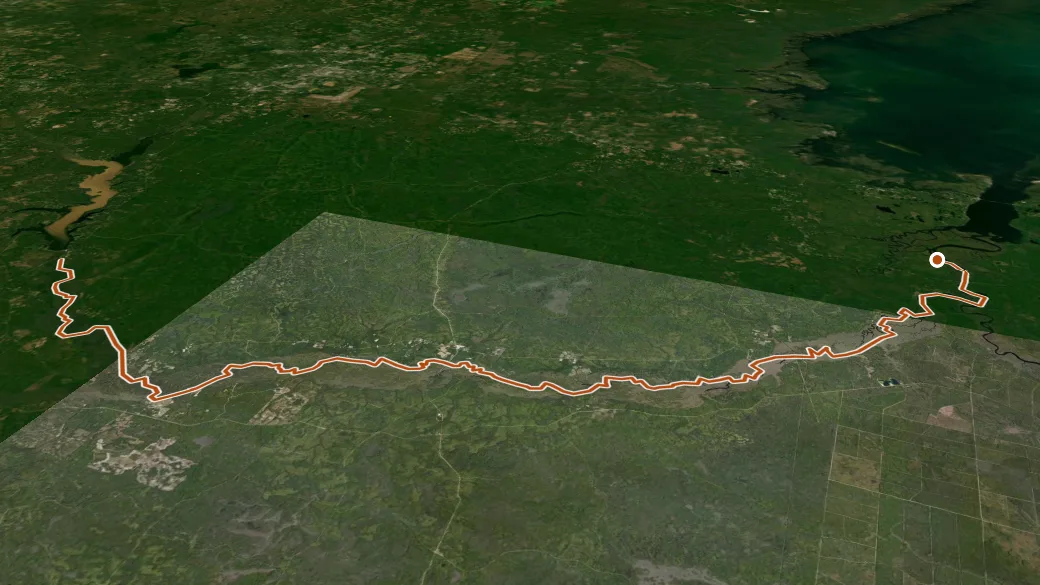 3-D terrain view of Lower Ochlockonee River State Trail