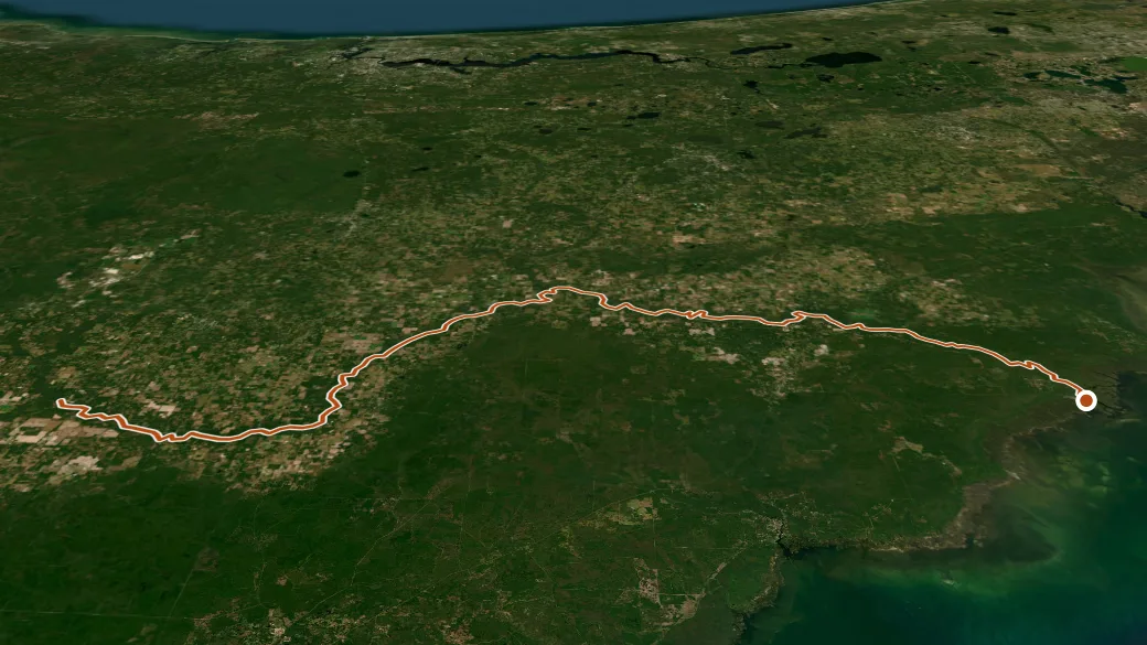3-D terrain view of Lower Suwannee River Trail