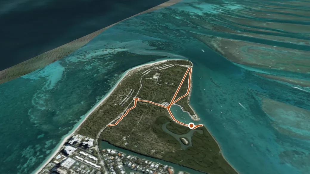 3-D terrain view of Bill Baggs Cape Florida State Park Trail