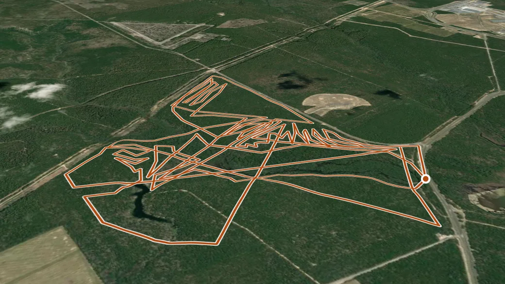 3-D terrain view of Timber Lake Trails