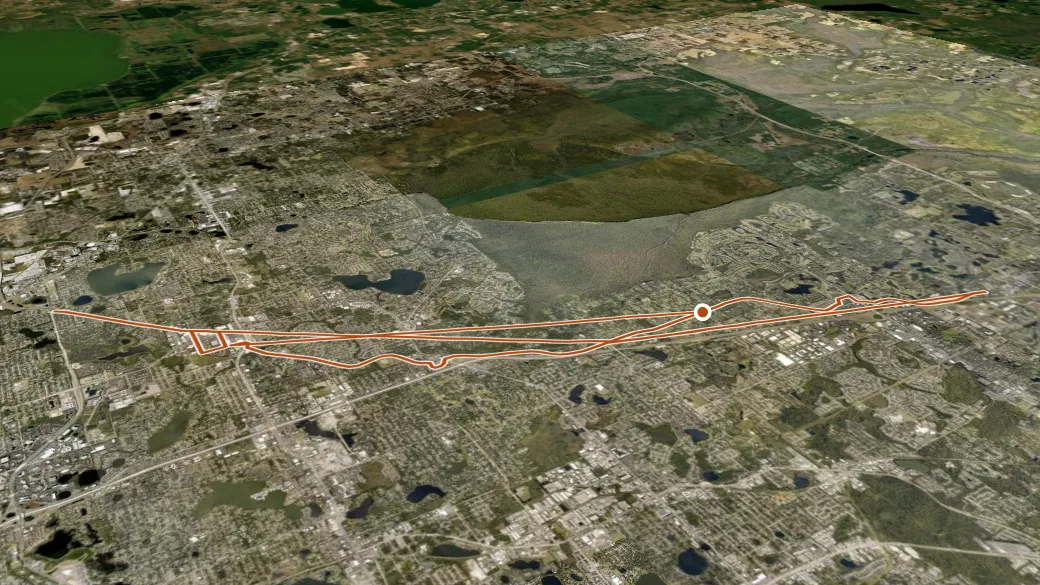 3-D terrain view of Seminole Wekiva Trail