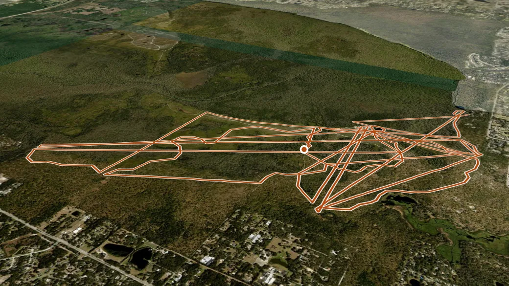 3-D terrain view of Wekiwa Springs State Park Trail