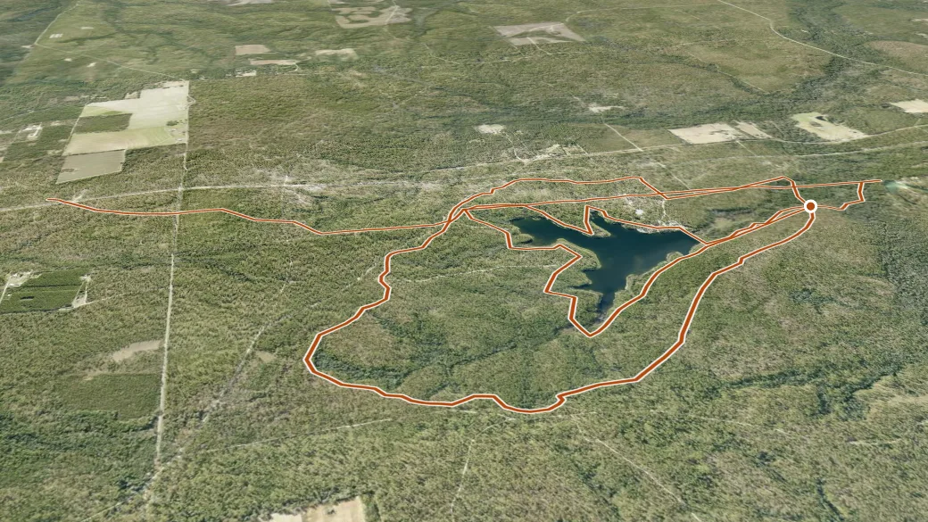 3-D terrain view of Blackwater River State Forest Trails