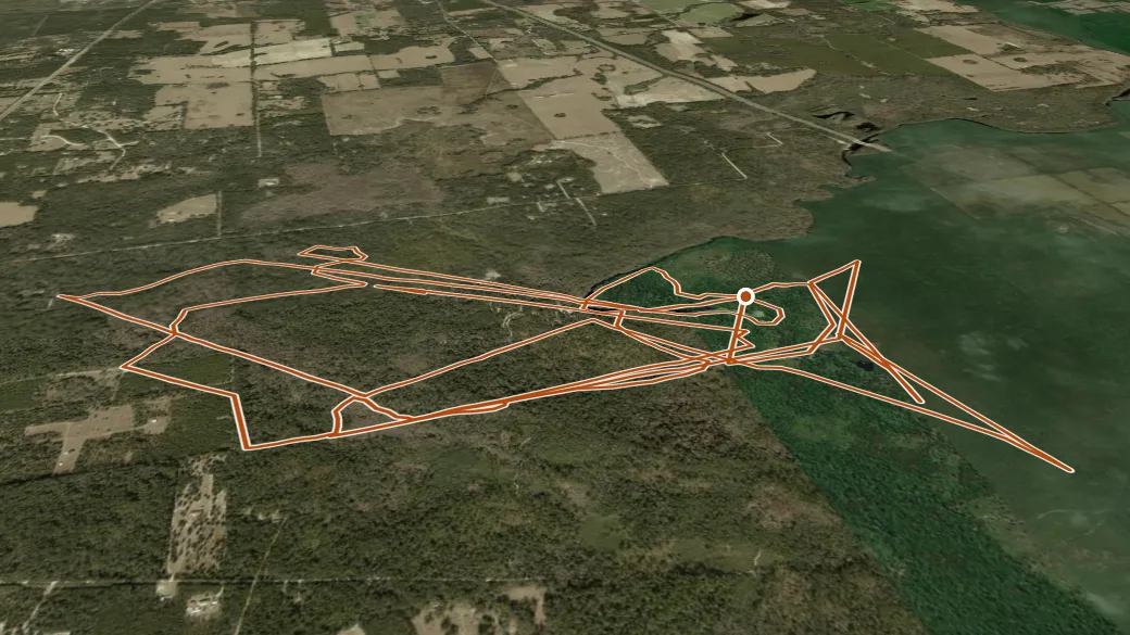 3-D terrain view of O'leno State Park Trail