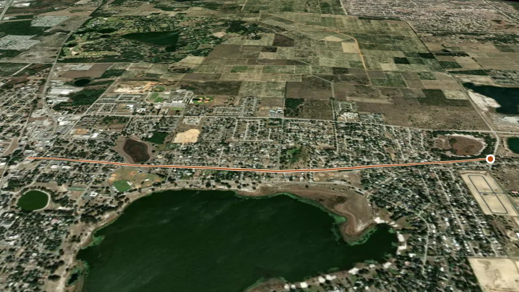 3-D terrain view of Lake Wales Rails to Trails