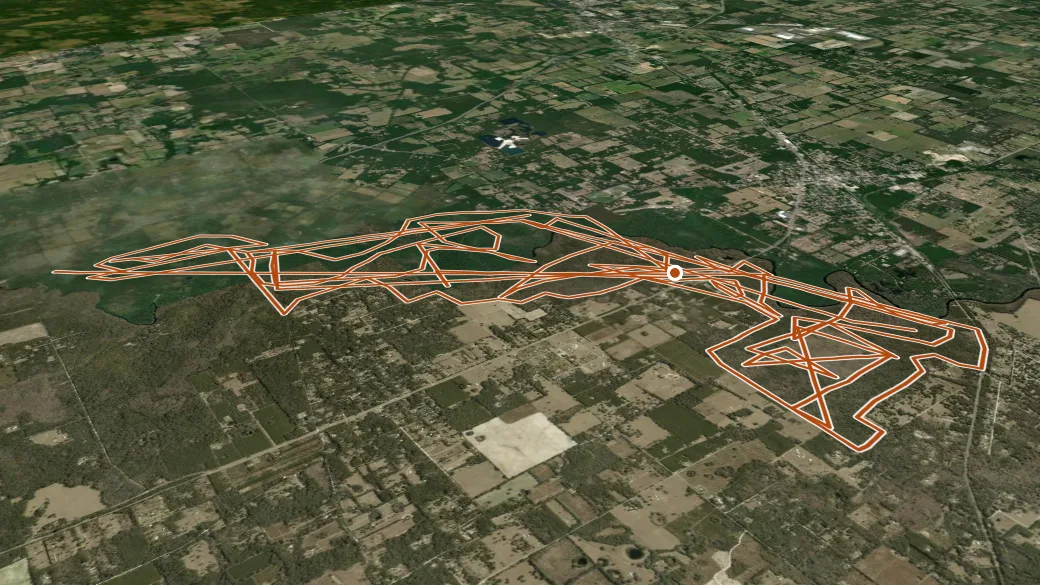 3-D terrain view of River Rise Preserve State Park Trail