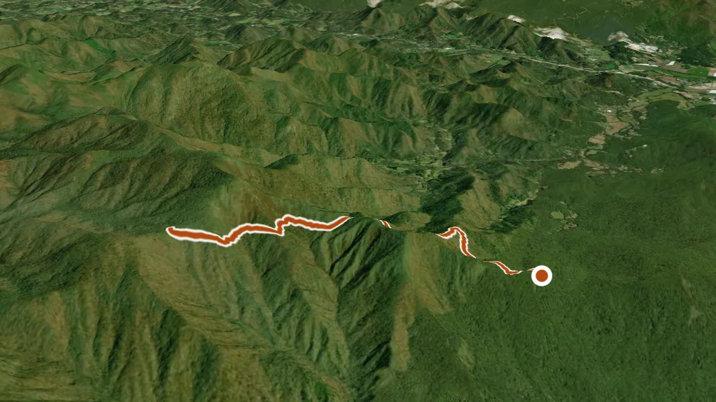 3-D terrain view of Carter Gap Trail