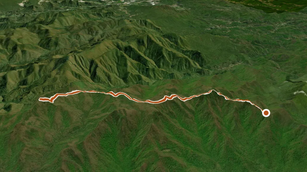 3-D terrain view of Appalachian Trail
