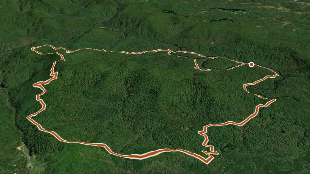3-D terrain view of Willis Knob Horse Trail
