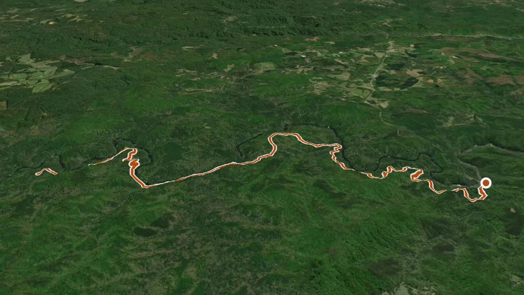 3-D terrain view of Chattooga River Trail