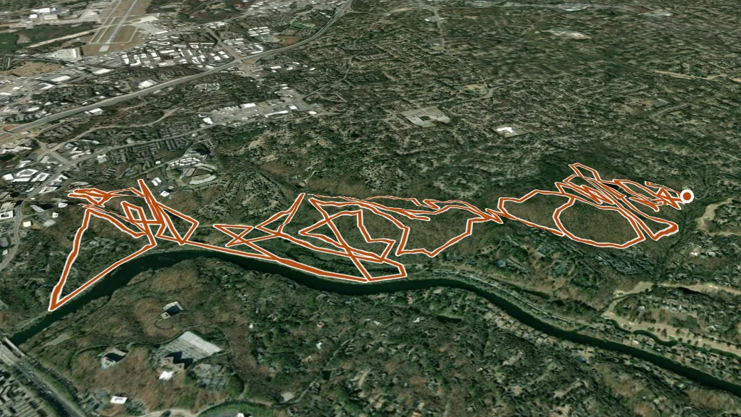 3-D terrain view of Cochran Shoals - Trail System