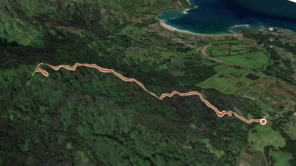 3-D terrain view of Okolehao Trail
