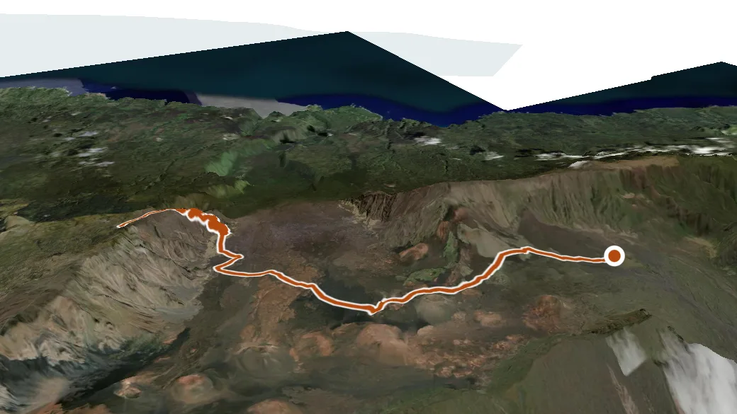 3-D terrain view of Halemauu Trail