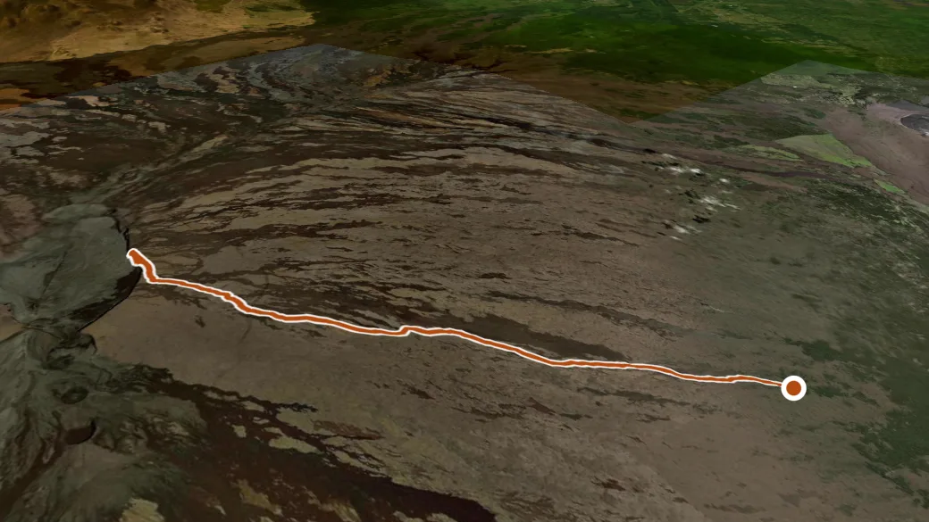 3-D terrain view of Ainapo Trail