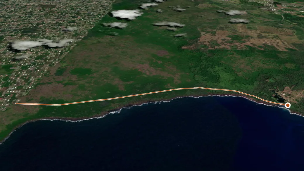 3-D terrain view of Puna Trail (North End Section)