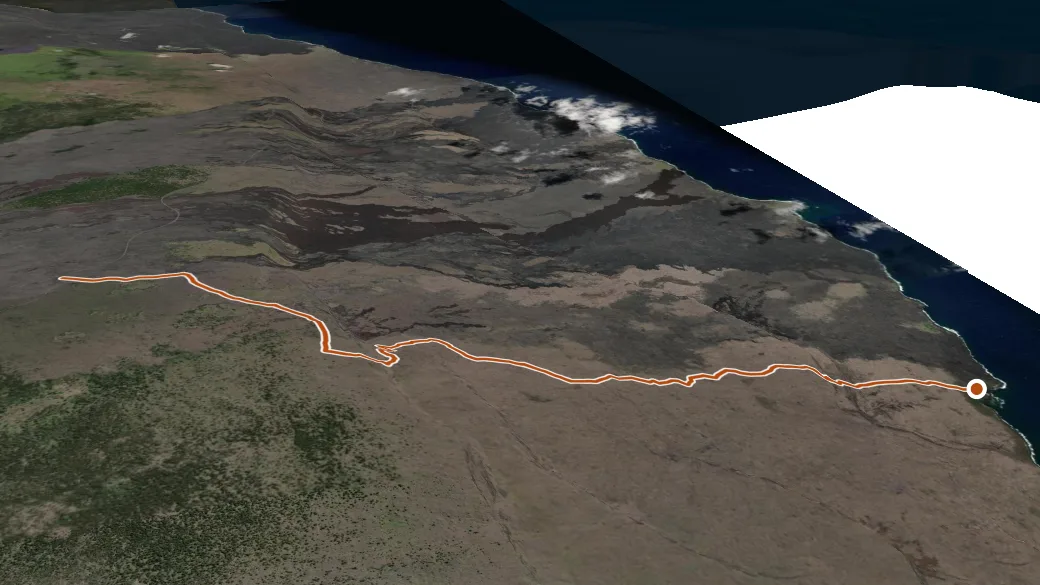 3-D terrain view of Keauhou Trail