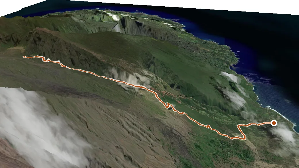 3-D terrain view of Kaupo Trail