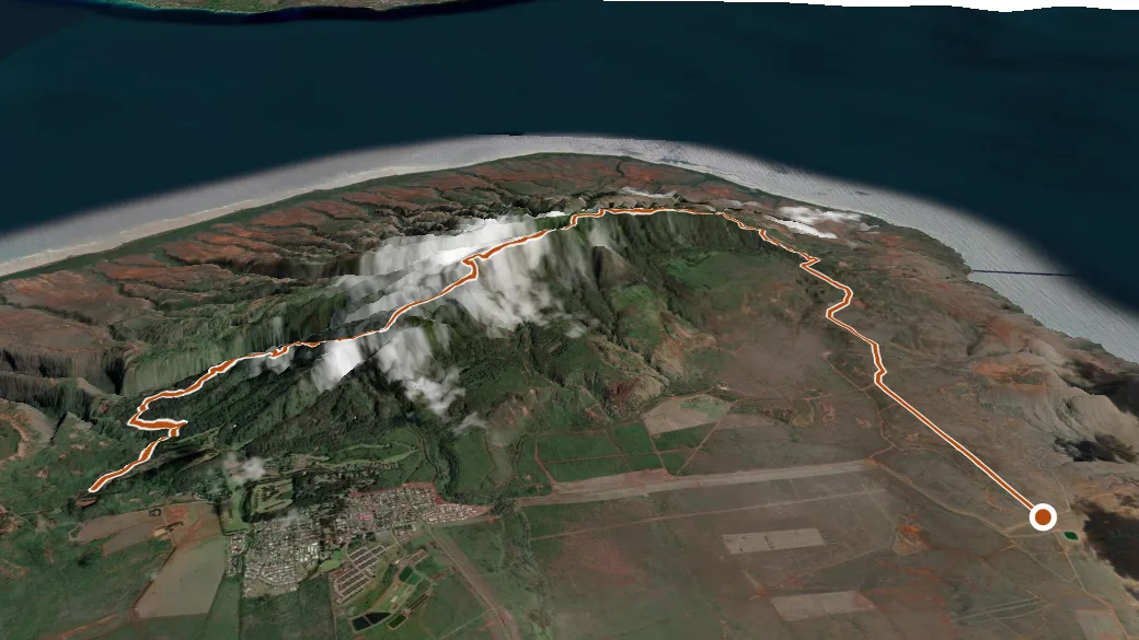 3-D terrain view of Munro Trail