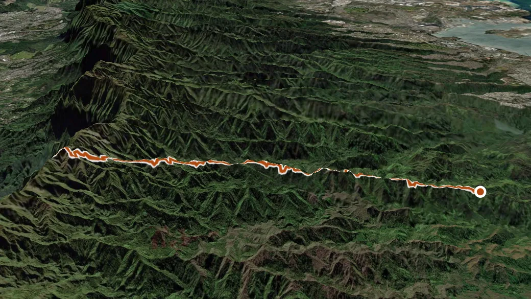 3-D terrain view of Kipapa Trail