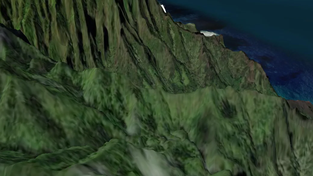3-D terrain view of Hanakapiʻai Trail