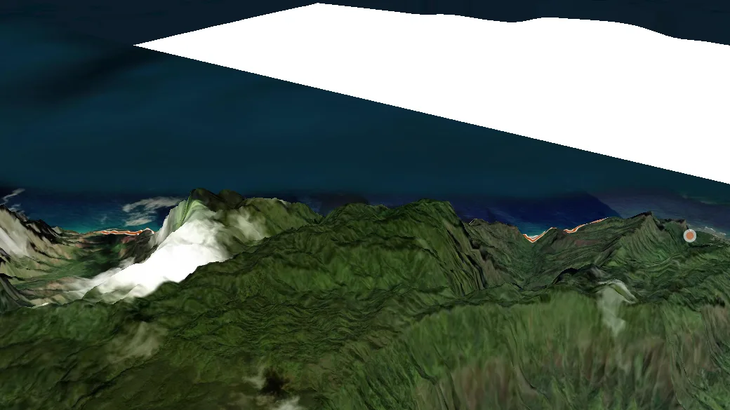 3-D terrain view of Kalalau Trail