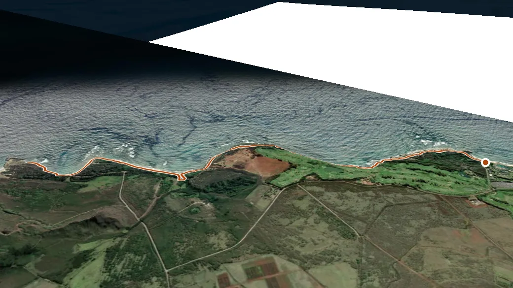3-D terrain view of Māhāʻulepū Heritage Trail
