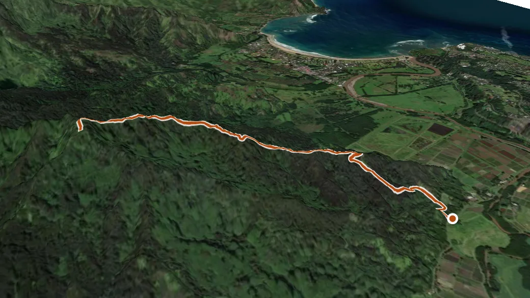 3-D terrain view of 'Ōkolehao Trail