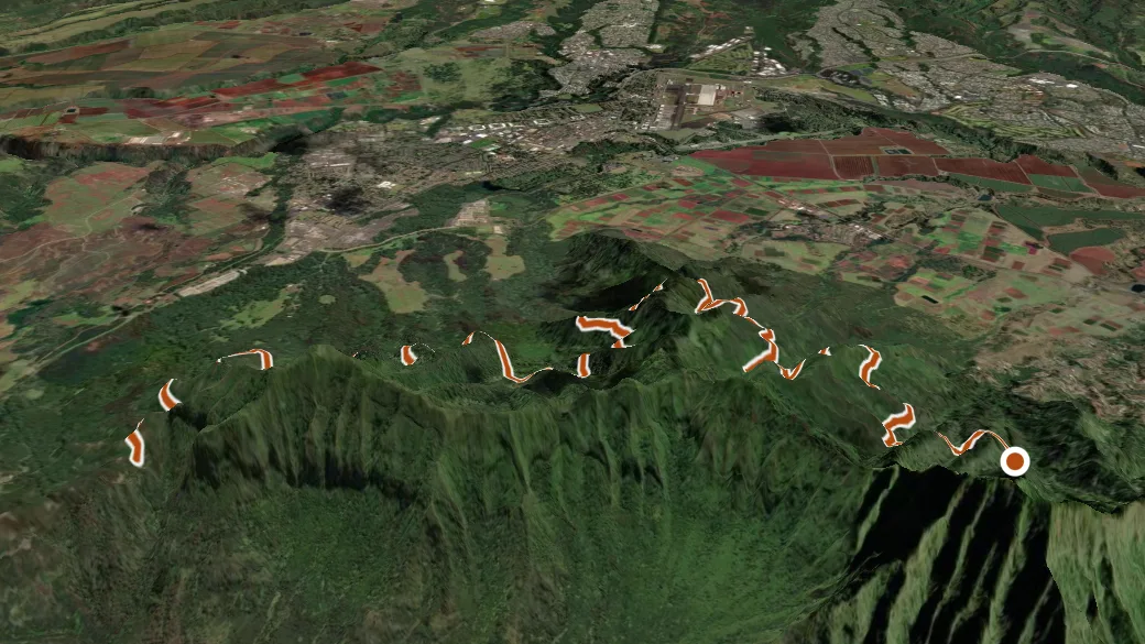 3-D terrain view of Honouliuli Contour Trail
