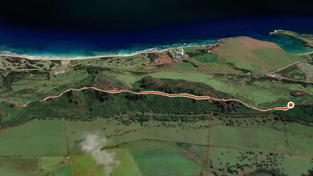 3-D terrain view of Kalepa Ridge MTB Trail