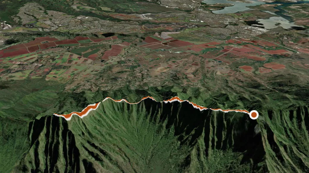 3-D terrain view of Waianae Summit Trail