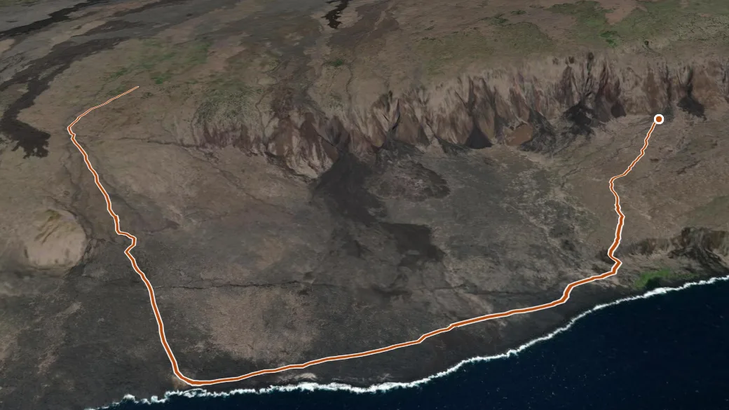 3-D terrain view of Kaʻaha Trail