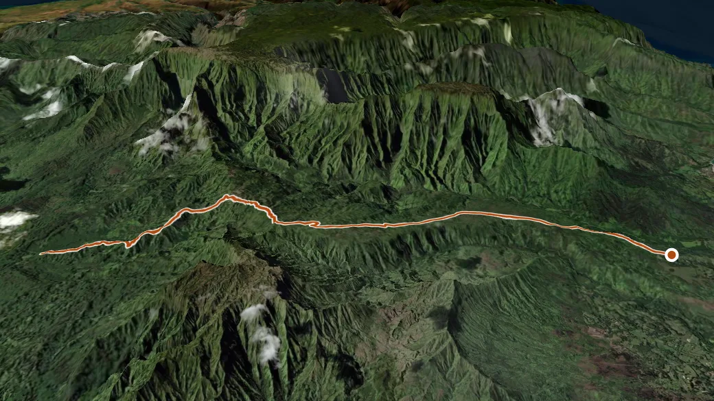 3-D terrain view of Powerline Trail
