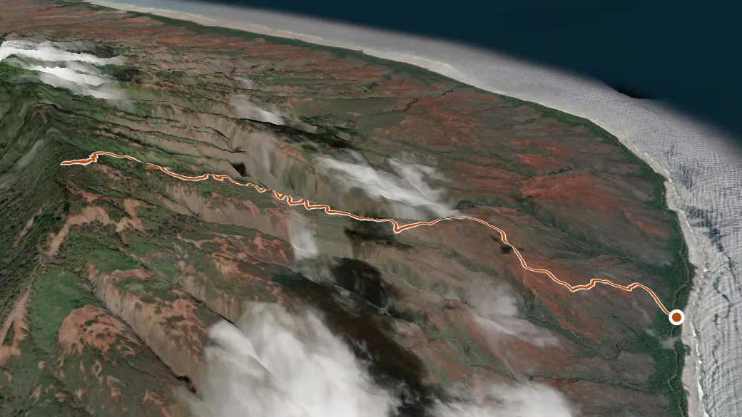 3-D terrain view of Awehi Trail
