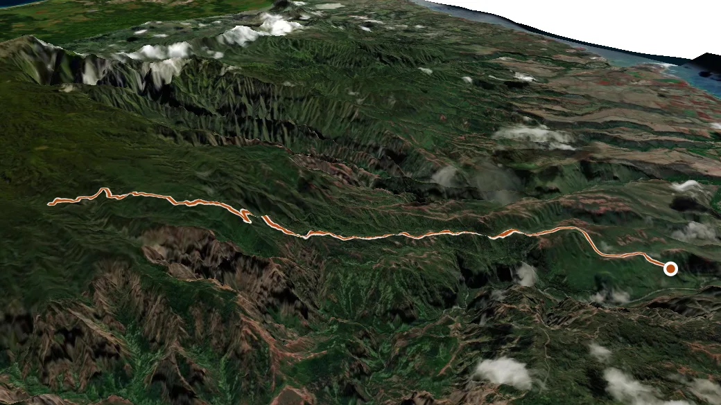 3-D terrain view of Puu Ki-Waialae Trail