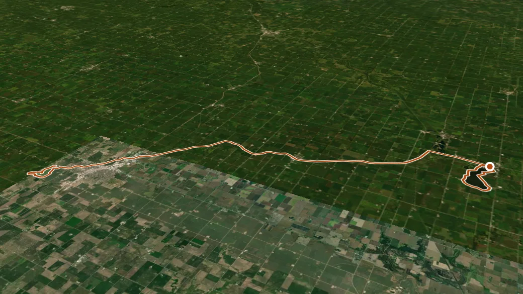 3-D terrain view of Sauk Rail Trail