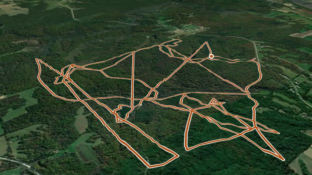 3-D terrain view of Shimek Forest Trails