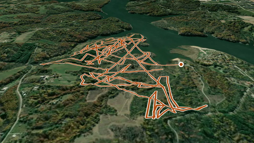 3-D terrain view of Sugar Bottom Trails