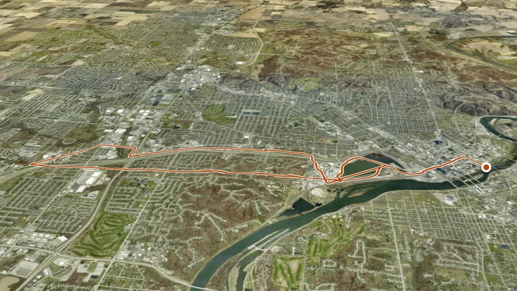 3-D terrain view of Cedar River Trail