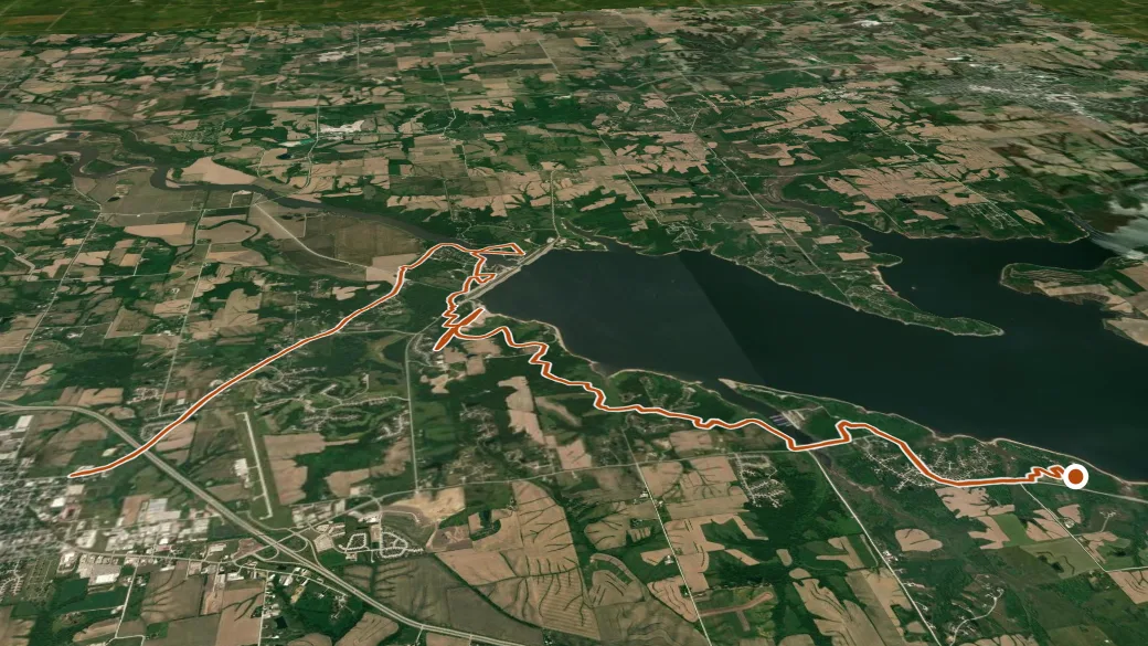 3-D terrain view of Volksweg Trail