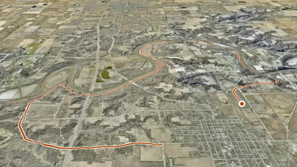 3-D terrain view of Kate Shelley Trail