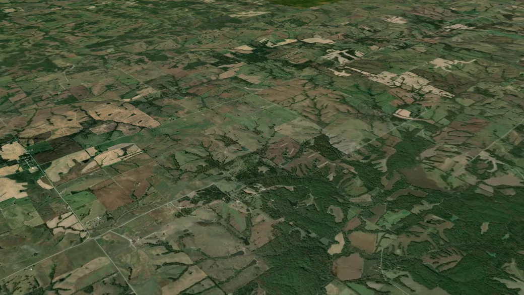 3-D terrain view of Viking Lake