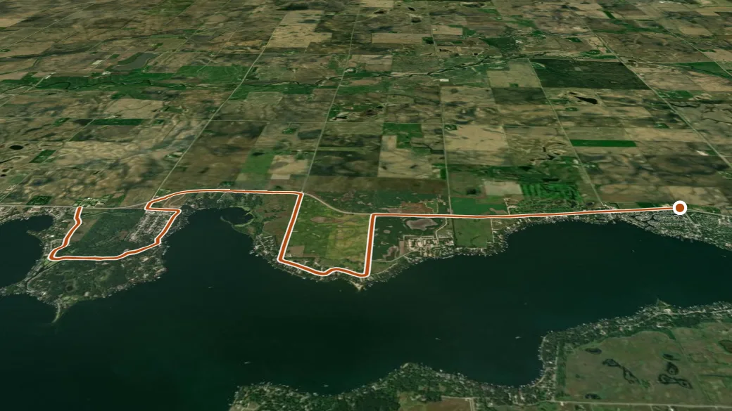 3-D terrain view of Iowa Great Lakes Recreational Trail