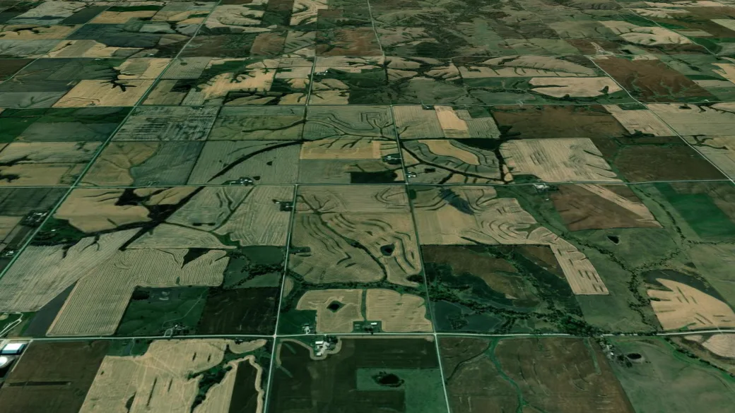 3-D terrain view of Stevens Forest - Whitebreast Unit Trails